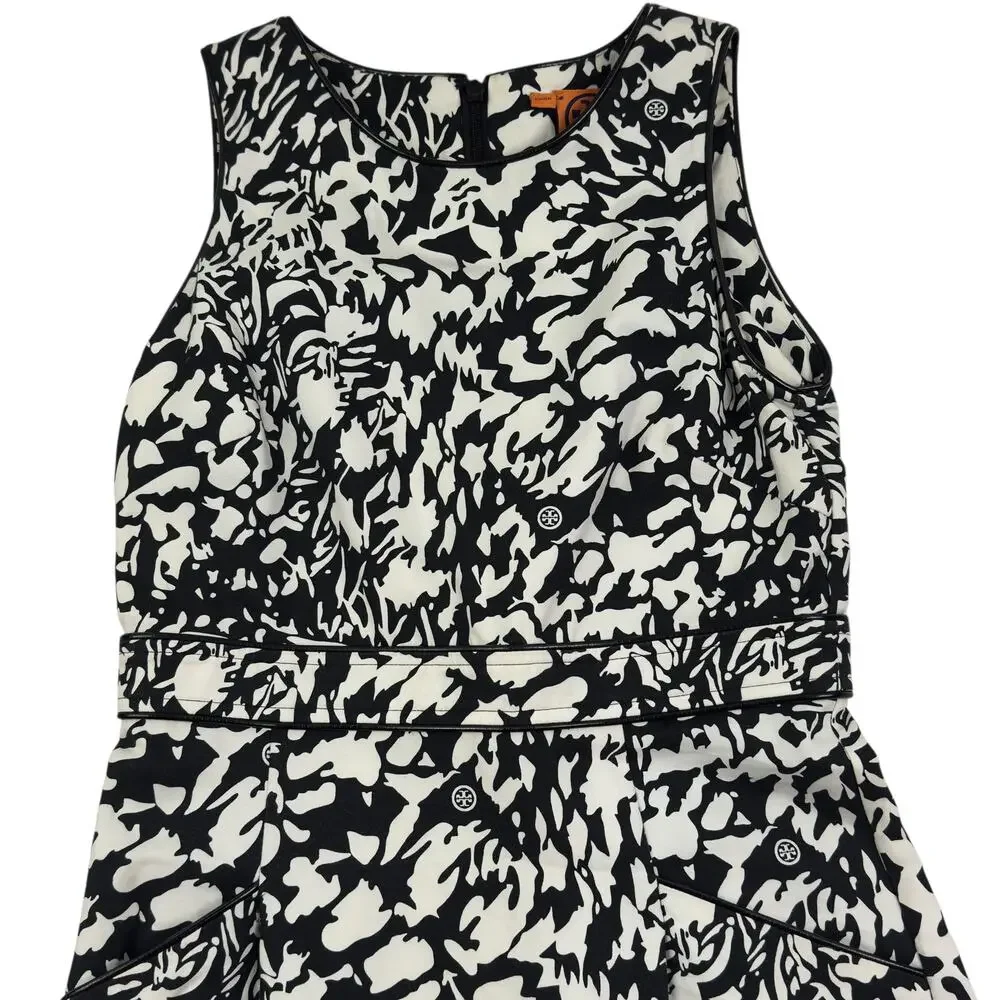 Tory Burch Silk Blend Animal Print Logo Print Sleeveless Dress Women's Size 2